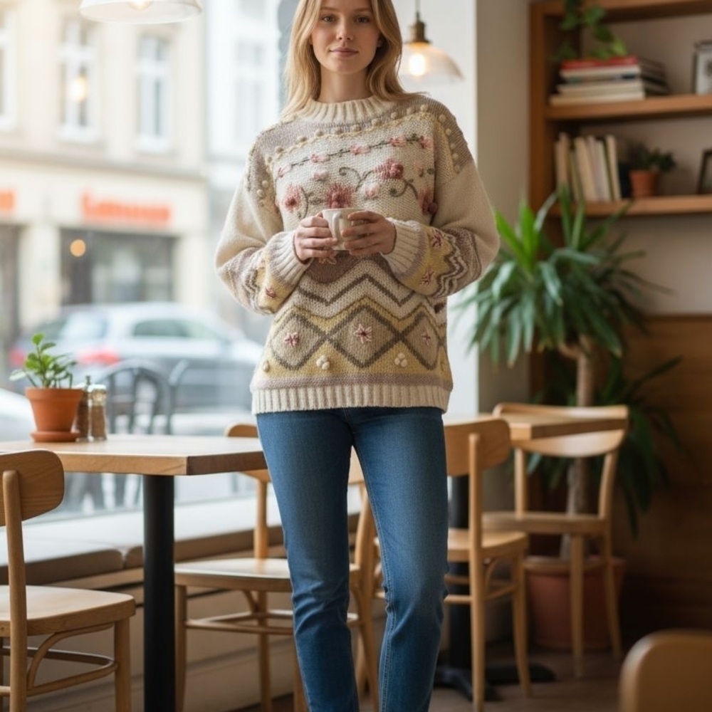 B.P Design Floral Knit Sweater Small Cottage Core Grandma